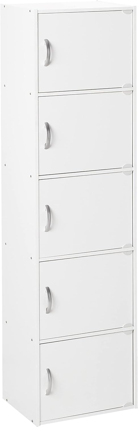HODEDAH IMPORT Bookcase, White, 5 Door