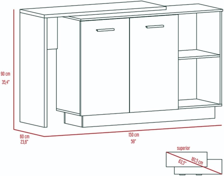 2-Shelf 1-Drawer Kitchen Island Wenge and Light Oak | Includes 5 shelves and ...