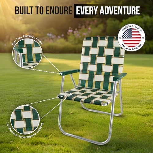 Lawn Chair USA Folding Aluminum Outdoor Patio Lawn Chair | Heavy-Duty Webbed ...