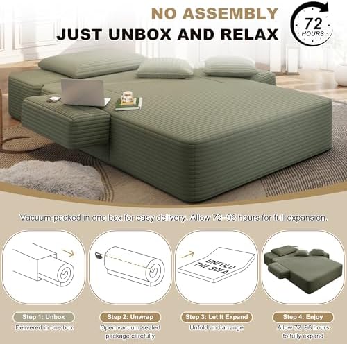 60.2" Oversized Chaise Lounge Chair, Corduroy Cloud Couch, Deep Seat Con...