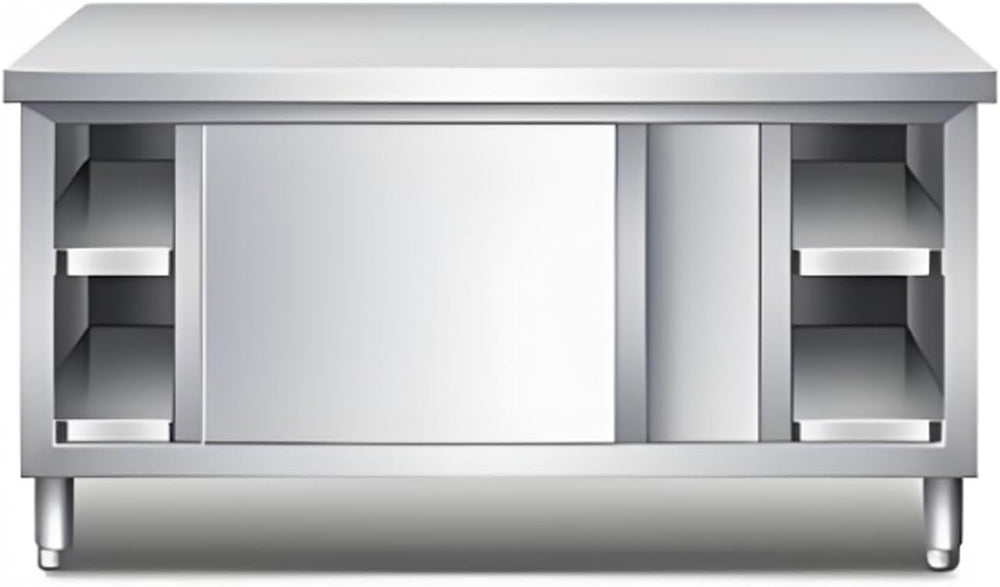 Kitchen Prep Table Stainless Steel Cabinet,Stainless Commercial Worktable W/S...