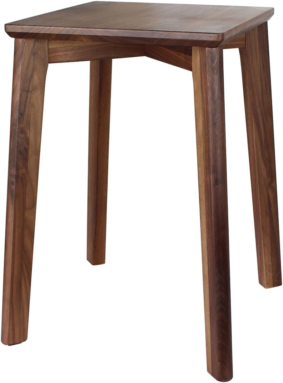 18-Inch Walnut Wood Stool, Stackable Backless Wooden Seating Solution with Sq...