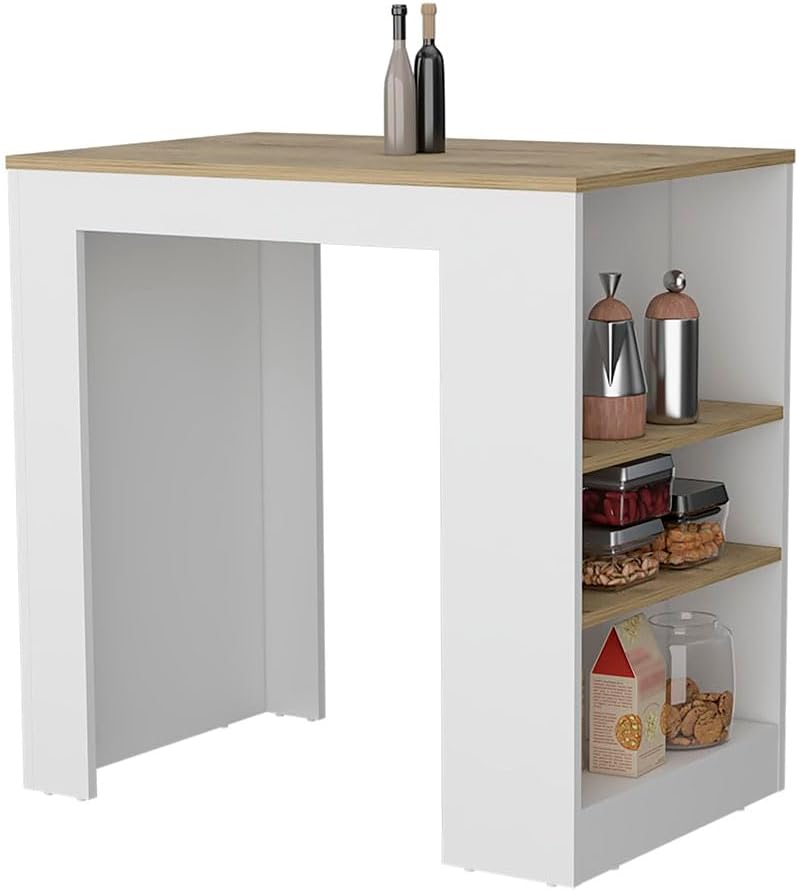 Kitchen Island with 3-Side Shelves Multicolor Engineered Wood | Includes thre...