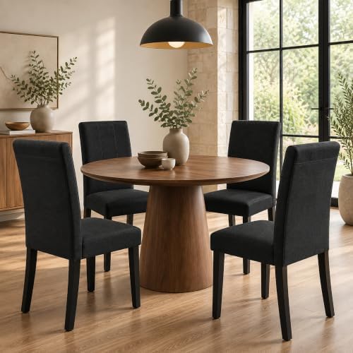 HOMYZOO Dining Chairs Set of 2, Upholstered Dining Room Chairs, Black