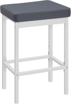 HOOBRO Bar Stools, 24.8-Inch Height Stools, Breakfast Bar Stools, Kitchen Bar Chairs, 2" Thick Upholstery, for Kitchen, Dining Room, Cafe, Bar Counter, White and Gray WG21BY01