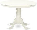 East West Furniture HLIP5-LWH-W 5 Piece Kitchen Table Set for 4 Includes a Round Dining Table with Pedestal and 4 Dining Room Chairs, 42x42 Inch, Linen White
