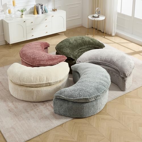 Oversized Round Lounge Chair with Ottoman Cloud Comfy | Breathable soft fabri...