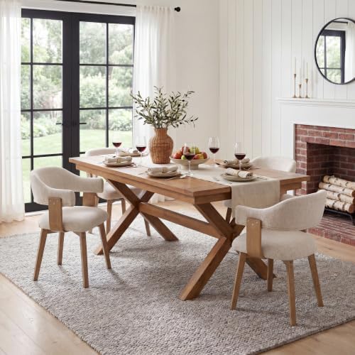 ROCITY Modern Dining Chairs Set of 4 Beige Upholstered Dining Room Chairs, Fa...