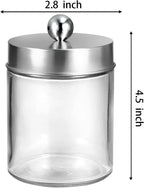 Amolliar 6Pc Apothecary Jars Bathroom Vanity Organizer- Rustic Farmhouse Decor Storage Canister&Stainless Steel Lids- Qtip Dispenser for Q-Tips,Cotton Swabs,Rounds,Ball,Flossers (Brushed Nickel)