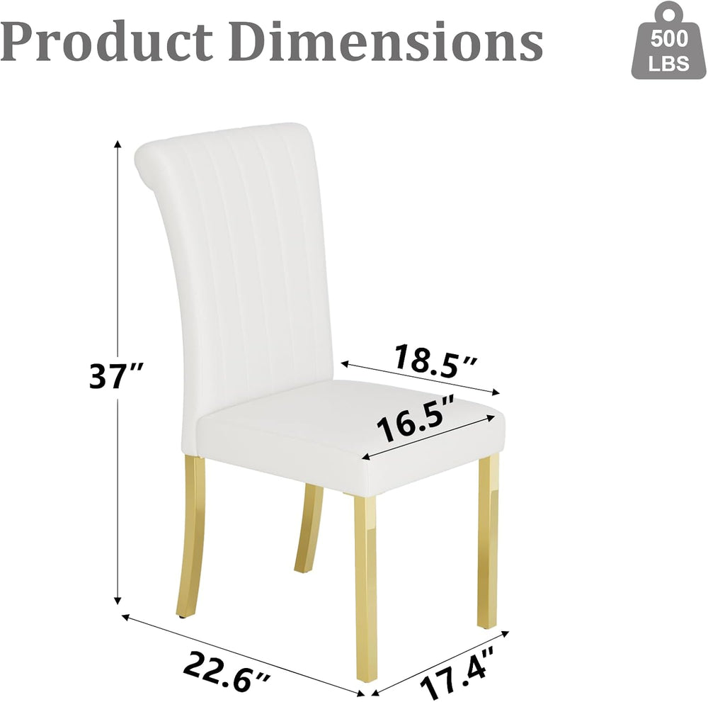ACEDÉCOR Modern Dining Chairs Set of 2, White Leather Dining Room Chairs with...