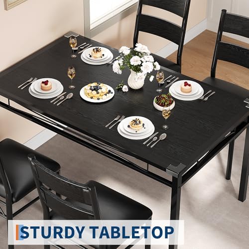 IDEALHOUSE Wood Dining Table Set for 4 with Corner Protector, Kitchen Table C...