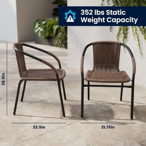 Flash Furniture Lila 3-Piece 28" Square Indoor/Outdoor Patio Table and C...