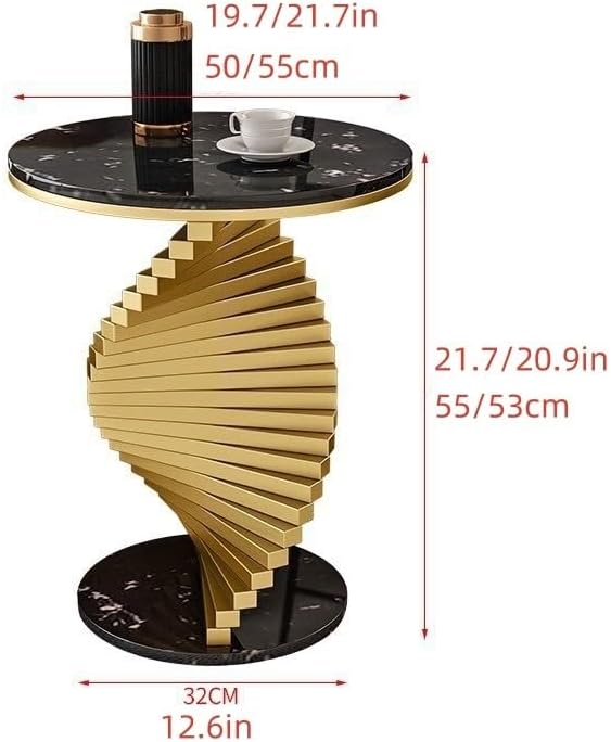 Round Marble Table Coffee Table, Luxury Living Room Side Table, Modern Bedroo...
