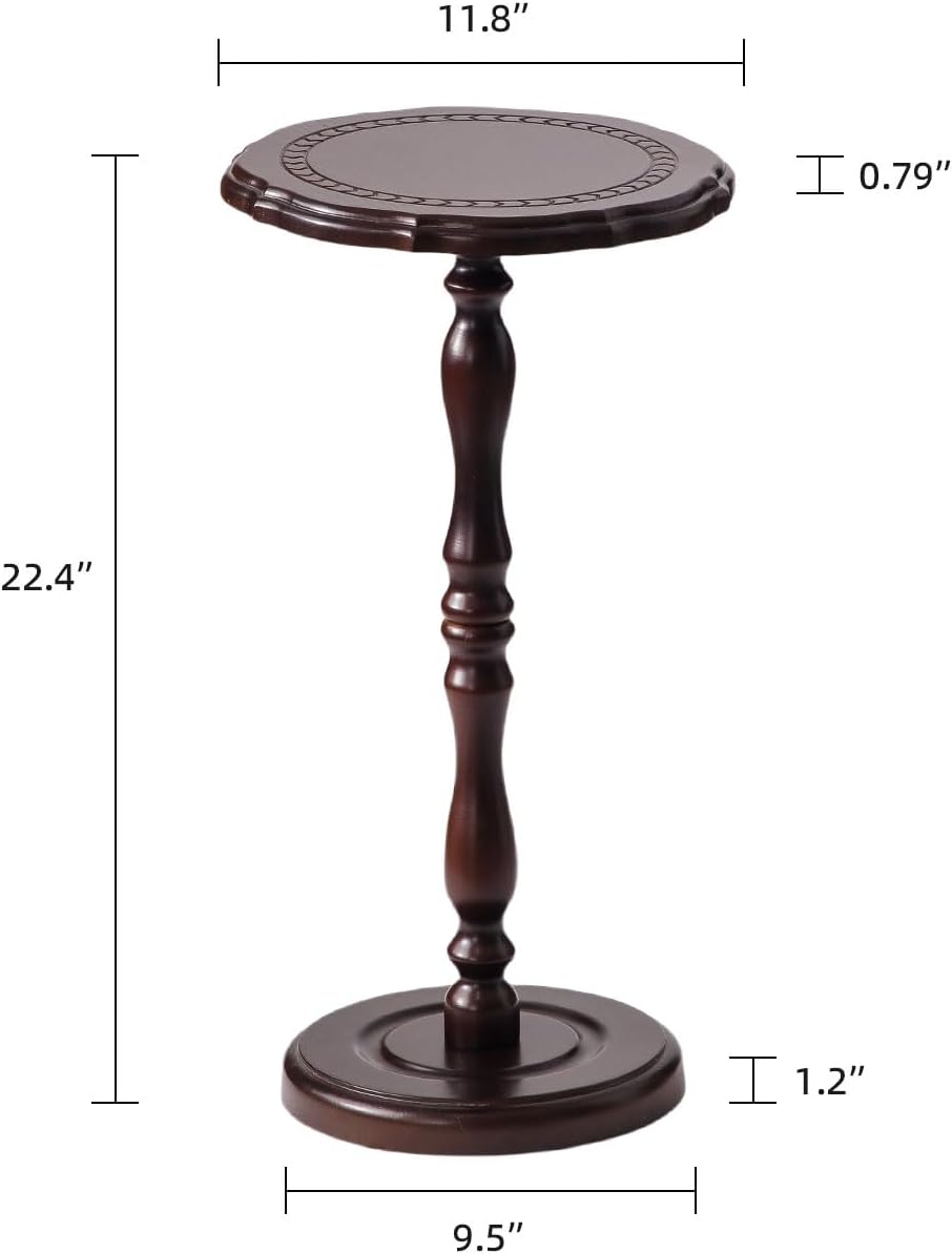 Solid Rubber Wood Spice Rack,Wood Round Side Table,Small Drink Table for Smal...