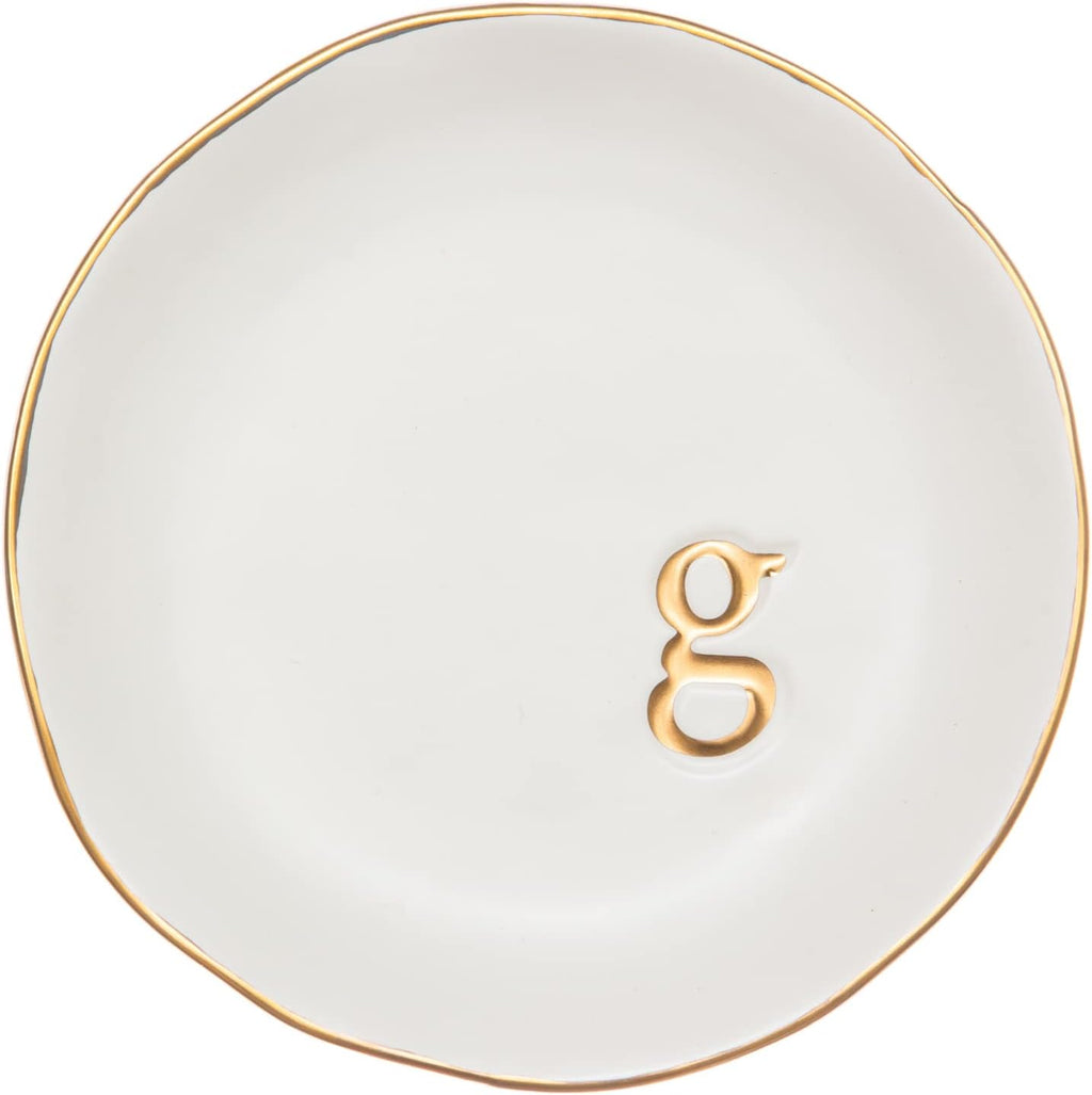 COLLECTIVE HOME - Ceramic Jewelry Tray, Decorative Trinket Dish for Rings Earrings Necklaces Bracelet Watch Keys, Birthday Mother's Day Christmas Gift for Women, 4.75", White Surface (G)