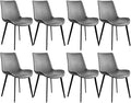 Dining Chairs, Modern PU Leather Dining Room Chair with Sturdy Metal Legs, Upholstered Seat Dinner Chairs Accent Side Chairs for Indoor Kitchen Living Room (Grey, Set of 8)