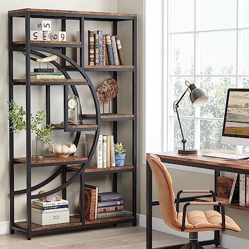 Tribesigns Industrial Bookshelf Bookcase with 9 Open Shelf (Rustic Brown)