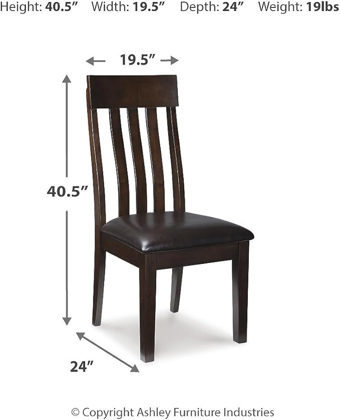 Signature Design by Ashley Haddigan Faux Leather Cushioned Rake Back Dining Chair, 2 Count, Dark Brown