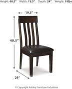 Signature Design by Ashley Haddigan Faux Leather Cushioned Rake Back Dining Chair, 2 Count, Dark Brown