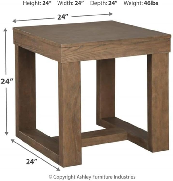 BOWERY HILL Contemporary Set of 2 Square End Tables in Grayish Brown