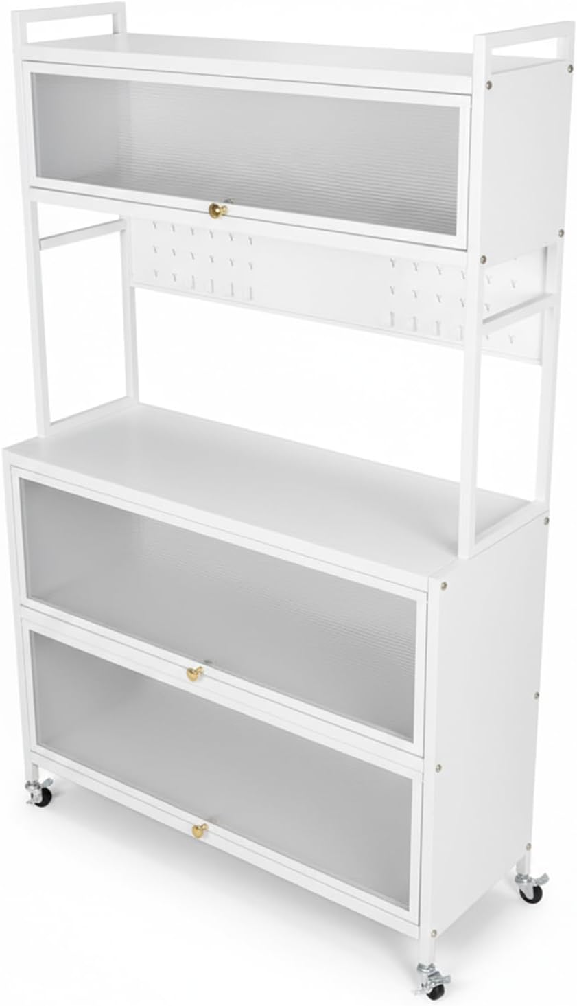Kitchen Pantry Storage Cabinet with Shelf, Multi-Layer Metal Pantry Cabinet o...
