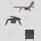 Folding Sun Lounger, 5-Position Adjustable Sunbed Padded Lounge Chair for Garden, Beach, Heavy Duty Reclining(Pink)