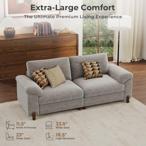 SITJOY Cloud Couch Sectional, 2 Seater Loveseat Chenille in Light Gray | Deta...