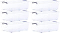 Superio Storage Bins with Lids- Clear Boxes for Organizing, Stackable Plastic Containers- BPA Free, Non-Toxic, Odor Free, Organizer for Home, Office, Dorm (6 Pack, 42 Qt (Under Bed-Wheeled))