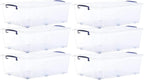 Superio Storage Bins with Lids- Clear Boxes for Organizing, Stackable Plastic Containers- BPA Free, Non-Toxic, Odor Free, Organizer for Home, Office, Dorm (6 Pack, 42 Qt (Under Bed-Wheeled))