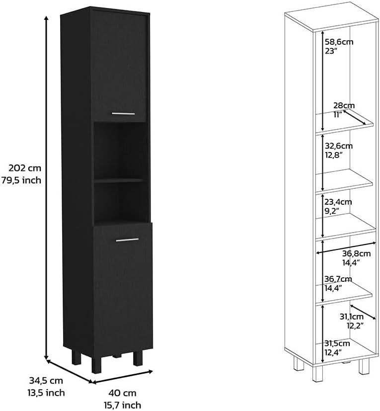 Pantry Cabinet with Three Interior Shelves, Storage Locker Sideboard Modern F...