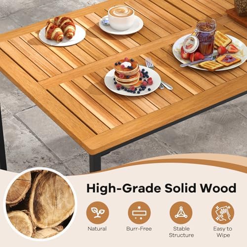 Tangkula 7 Piece Outdoor Dining Set for 6, Acacia Wood Rectangular Dining Tab...
