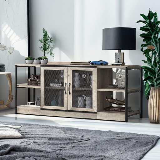 Amyove TV Stand for 65+ Inch TV, Industrial Entertainment Center TV Media Con...