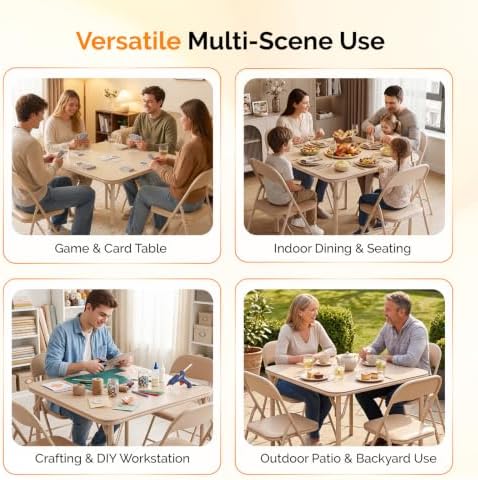 VINGLI 5-Piece Padded Folding Card Table and Chairs Set, Khaki