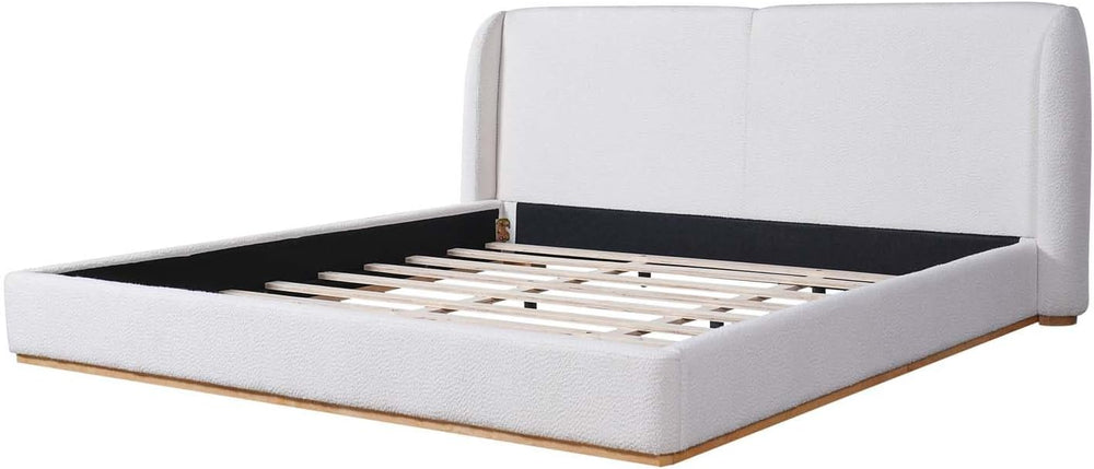 King Size Boucle Bed Frame, Soft Cloud Bed Frame with Upholstered Wingback He...
