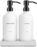 White Soap Dispenser Set, Contains Hand and Lotion Dispenser with Pump. Perfect for Guest Bathroom Decor. (White)