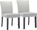 Watson & Whitely Upholstered Kitchen & Dining Room Chairs with Low Back, Faux Leather Armless Dining Chairs with Solid Wood Legs, Set of 2, Light Grey