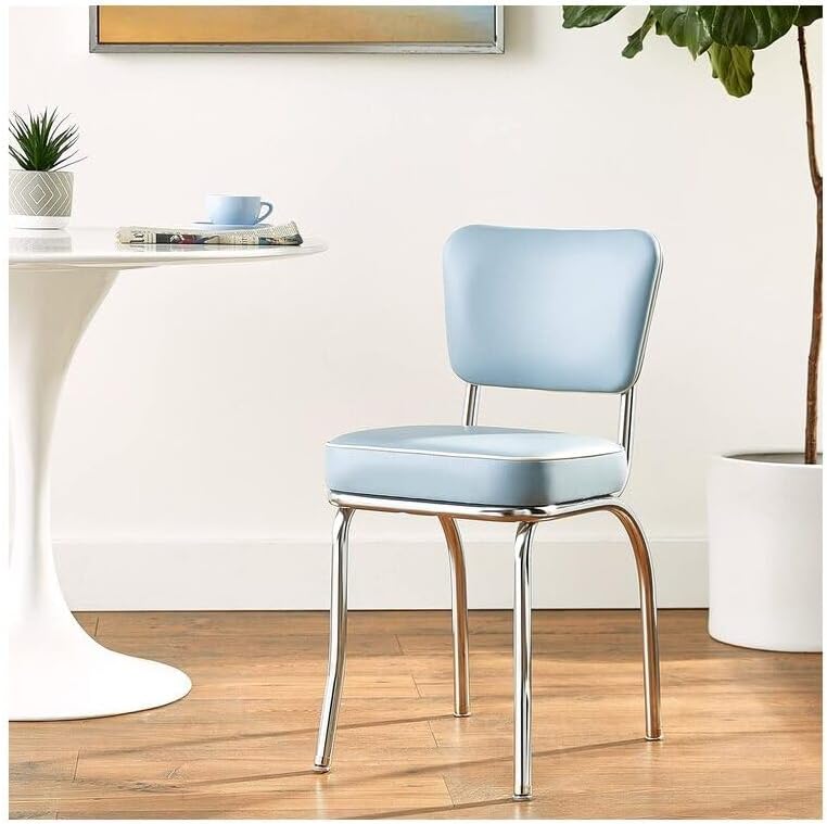 HomeStock Diner Chair - Vinyl Seat, Chrome Frame - Fully Assembled Bistro Kit...