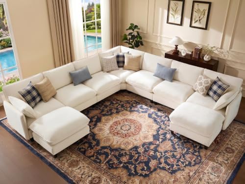 Ihanherry 139" Oversized V-Shaped Modular Sectional Couch, 9-Seater Clou...