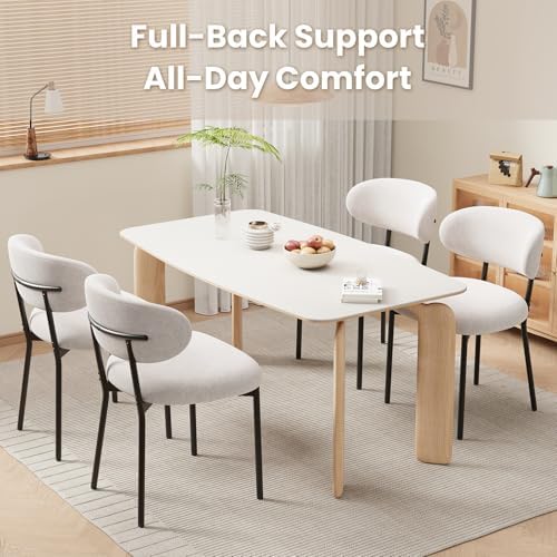 MALOL Dining Chairs Set of 4, Modern Fabric Dining Room Chairs, Beige