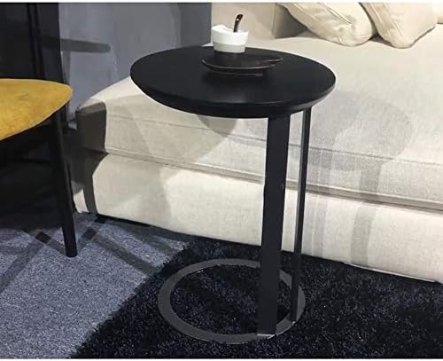 Telephone Table, Black Solid Wood Side Table,Living Room Sofa Side Table,Roun...
