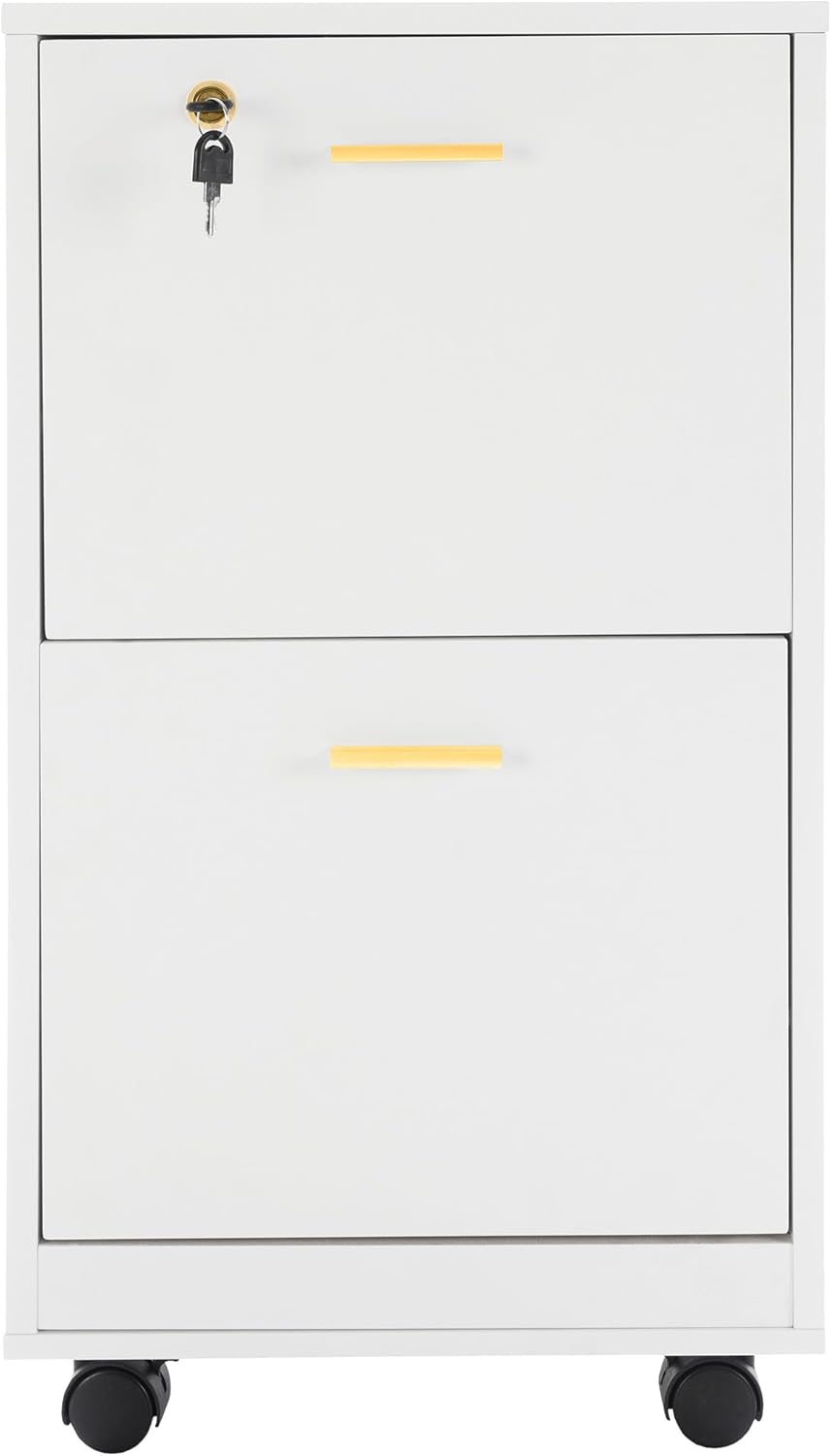 Lavish Home 2 Drawer File Cabinet - Filing Cabinet with Lock - Rolling File C...