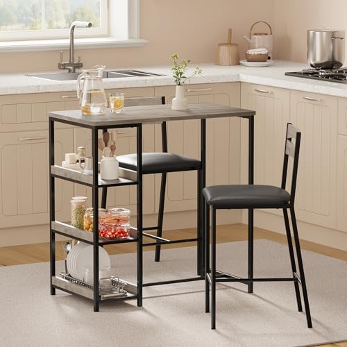 GarveeHome Dining Table Set for 2, Wood Table with Upholstered Chairs