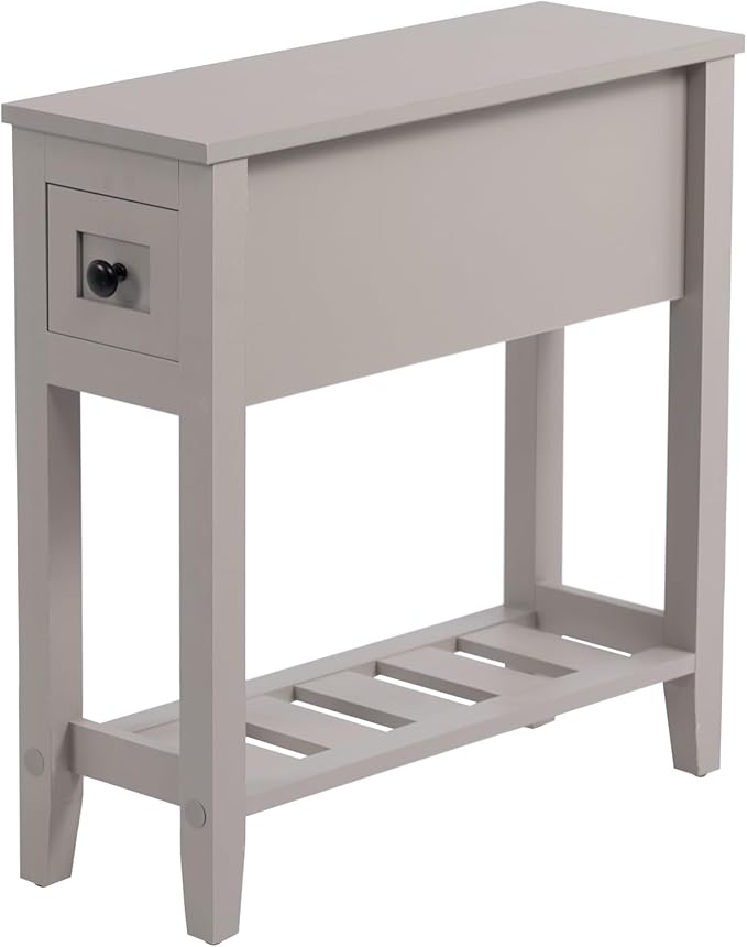 Gery Chairside Narrow End Table, Solid Recliner Side Table with Drawer, Slim ...