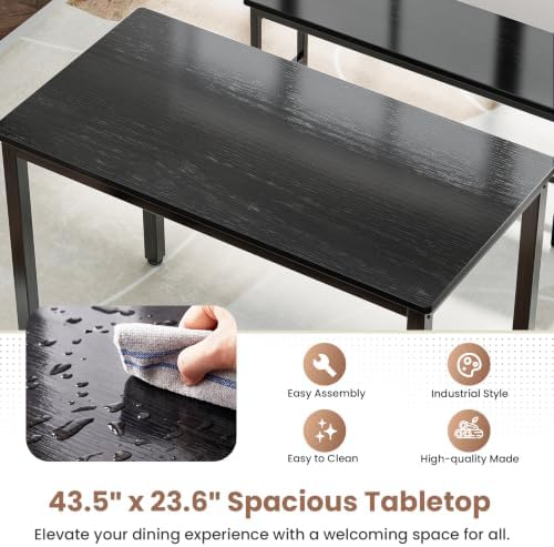 Dining Table Set for 4, 3 Piece Dining Room Table Set for Space-Saving, Moder...