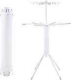 Dollate 4-Legged Clothes Drying Rack Foldable,2 Tier Portable and Collapsible Space Saving Laundry Drying Rack with 4 Pulleys,Aluminum Dry Rack for Clothes