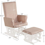 Costzon Baby Glider and Ottoman Cushion Set, Wood Baby Rocker Nursery Furniture for Napping, Nursing, Reading, Upholstered Hoop Glider & Ottoman Comfort Nursery Chair w/Padded Armrests (Pink)