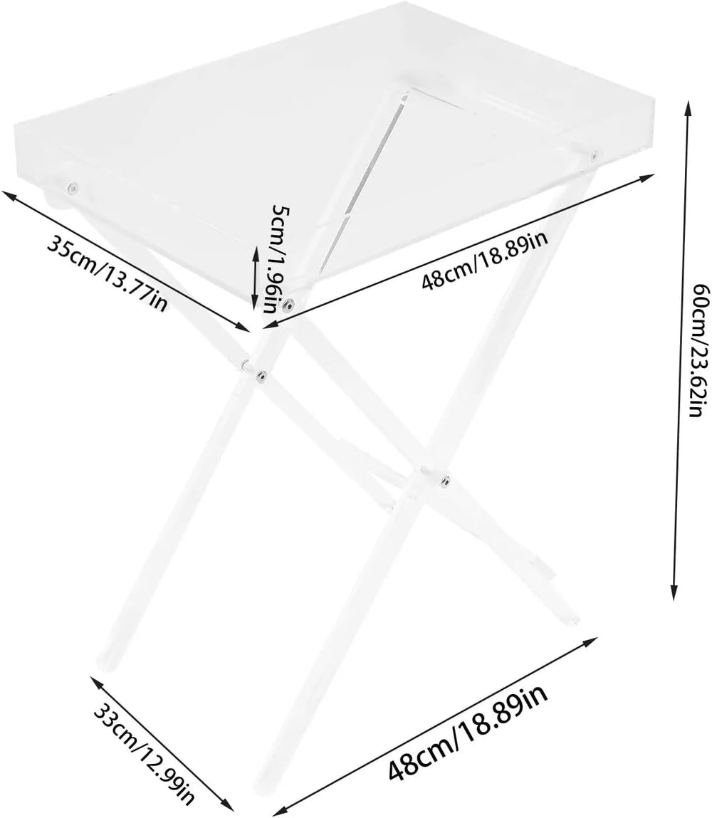 Acrylic Side Table Folding Tray Tables Modern End Table Clear Table Folding T...