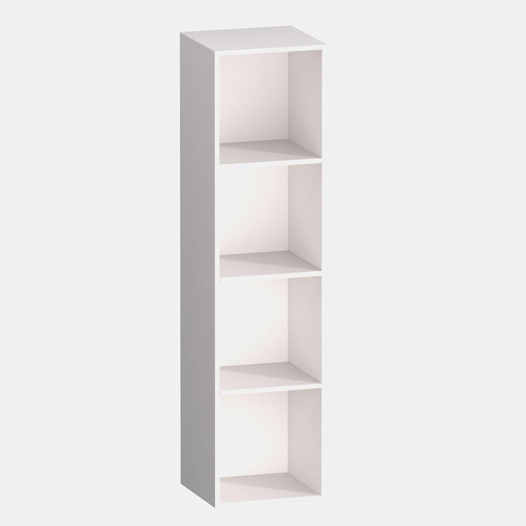 4 Cube Storage Organizer, 4 Tier Cube Bookcase Freestanding Storage Display Organizer for Home Office, Four Cubes Open Shelf Bookshelf (White, 4 Cube)