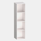 4 Cube Storage Organizer, 4 Tier Cube Bookcase Freestanding Storage Display Organizer for Home Office, Four Cubes Open Shelf Bookshelf (White, 4 Cube)