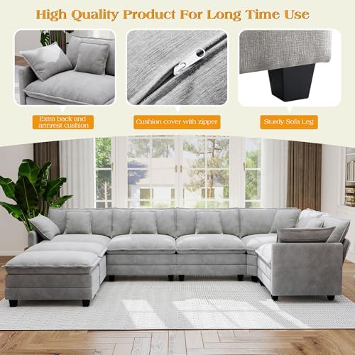 Hanherry Modular Sectional Sofa,Cloud Couch for Living Room,Modern Deep Seat ...
